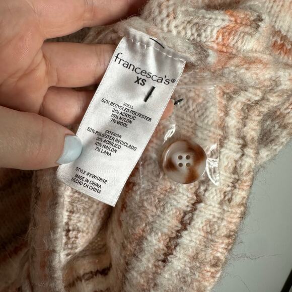 Mi‎ Ami Women’s Jacquelyn Front Button Pink Space Dye Cardigan Size XS NWT - Picture 7 of 9